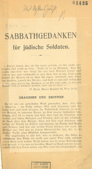 Sabbathgedanken für jüdische Soldaten 